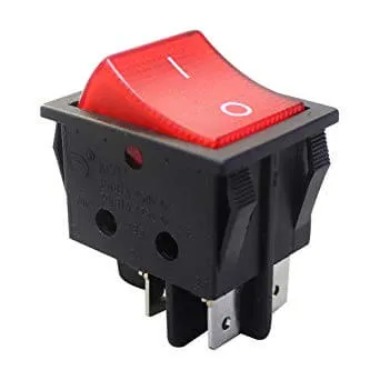 KCD4 DPST Rocker Switch with Red LED 16A 250VAC