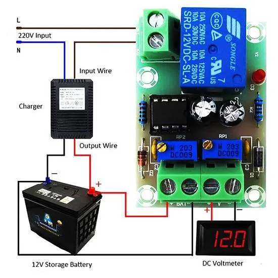 لوحة التحكم في شحن بطارية 12 فولت XH-M601 مع إيقاف تلقائي