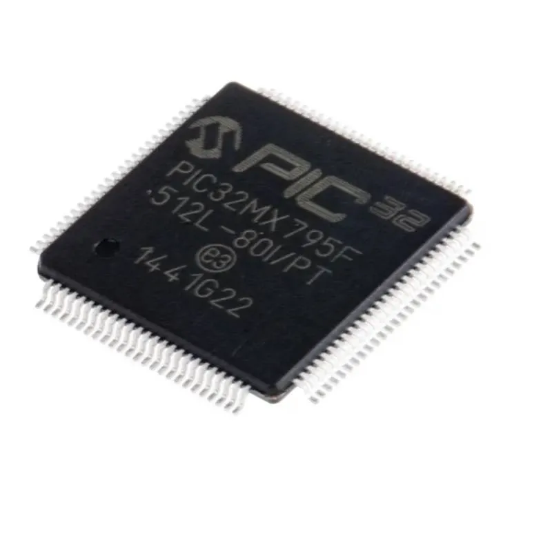 PIC32MX795F512L-80I/PT 32-bit Microcontroller, 512KB Flash, TQFP-100