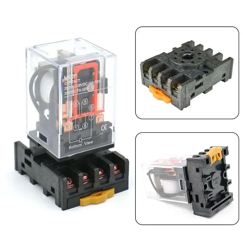 MK2PN DPDT Electromagnetic Relay 8-Pin with PF083A Socket