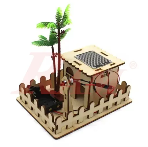 DIY Wood Coconut Tree House with Rain Drop Detector Sensor Science Toy