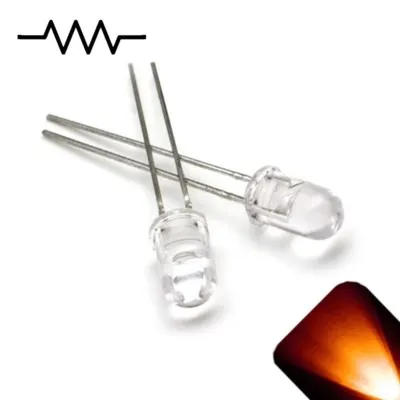 5 mm Orange LED 12 V with Transparent Lens and Built-In Resistor