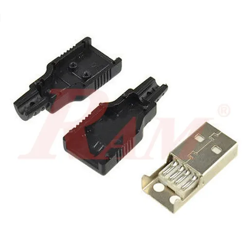 قابس USB 2.0 Type-A ذكر 4 أطراف مع غطاء بلاستيكي (USB8)
