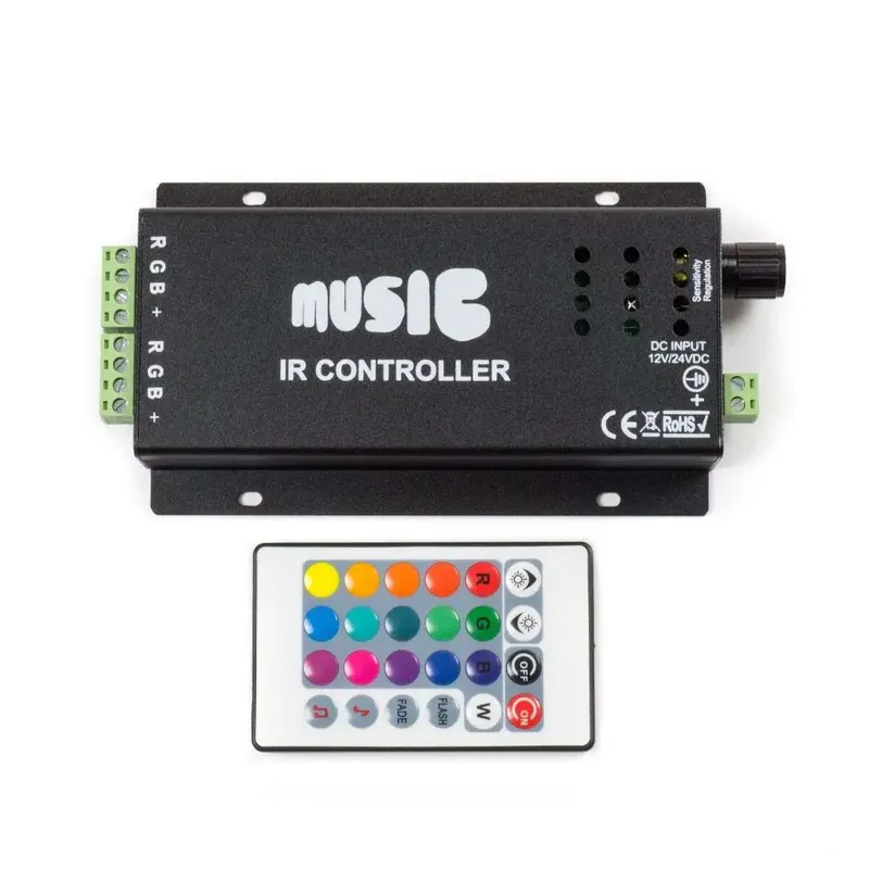 Music IR Controller 12V 18A with Remote for RGB LED Strips