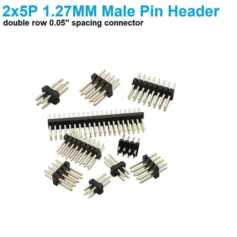 Male Pin Header 2x5 (10-Pin) 1.27mm Pitch Straight Through-Hole