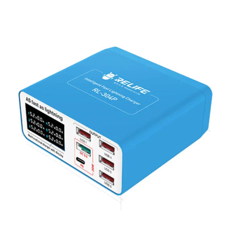 RELIFE RL-304P Smart 6-Port USB Charger 40W PD and QC