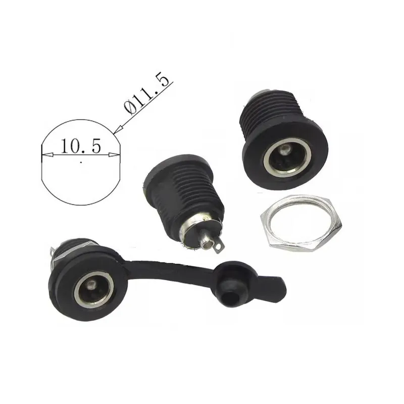 5.5x2.1mm Female DC Power Jack, Chassis Mount, Waterproof Cap
