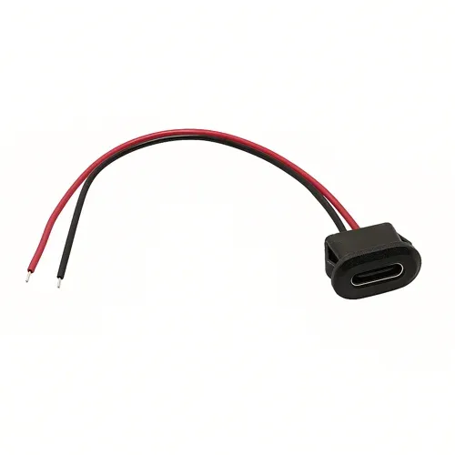 موصل USB Type-C أنثى لتغذية 5 فولت مع أسلاك