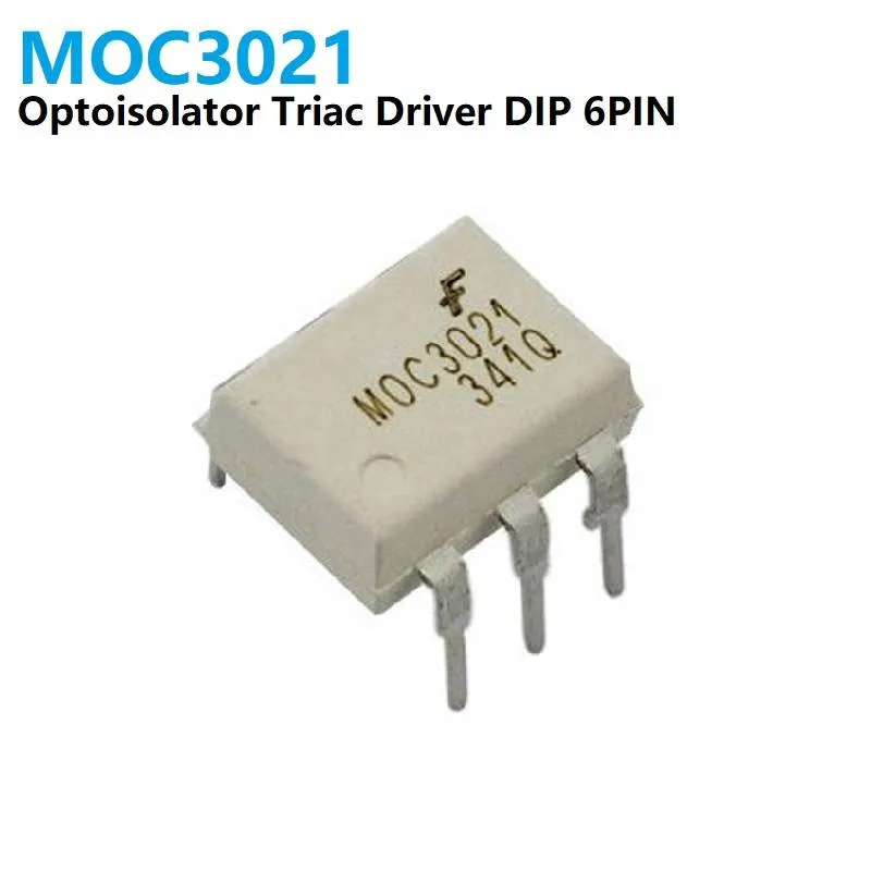 عازل ضوئي MOC3021 لتشغيل الترياك مع كشف عبور الصفر بغلاف DIP-6