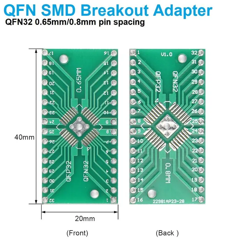 SMD Breakout Adapter for QFN32 (0.65 mm / 0.8 mm Pitch)