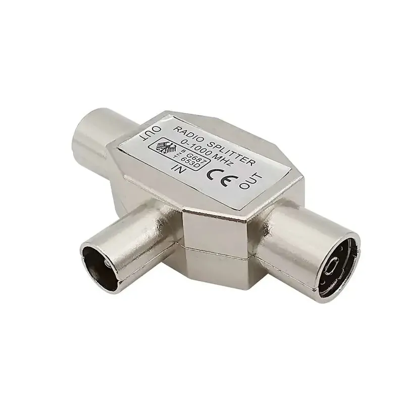 Coaxial 2-Way TV Antenna Splitter 0-1000 MHz