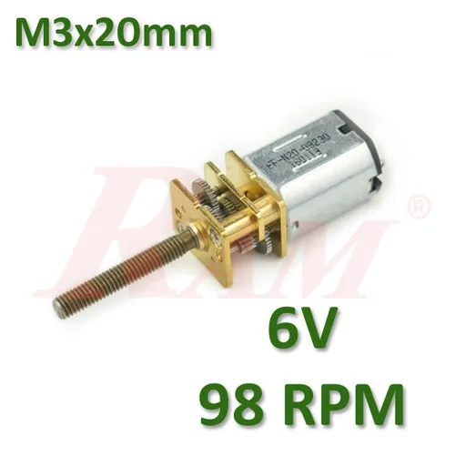 Micro Metal Geared Motor 6V DC 98 RPM, M3x20 Lead Screw (GA12-N20)