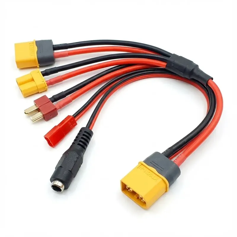 كابل تقسيم طاقة XT60 أنثى إلى XT60 وXT30 وJST-RED وT-Plug وDC 5.5×2.1 مم، 20 سم