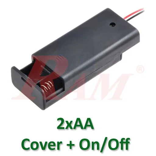 Battery Case 2xAA with On/Off Switch and Cover