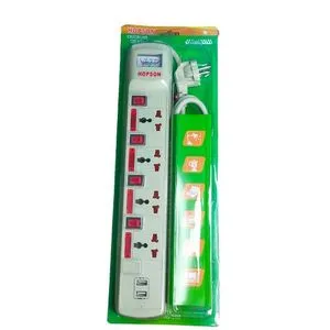 مشترك كهربائي Hopson بـ 4 مقابس و10 أمبير و2000 واط ومنفذي USB