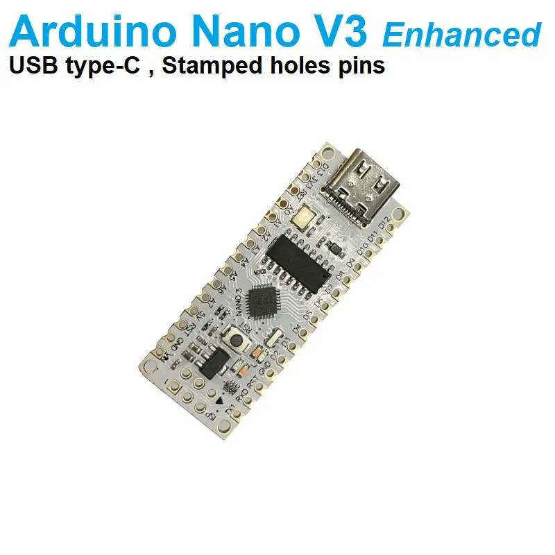 لوحة Arduino Nano V3 المحسّنة بموصل USB Type-C وفتحات Stamp