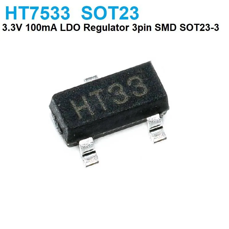 منظم جهد HT7533 بجهد خرج 3.3 فولت بعبوة SOT-23