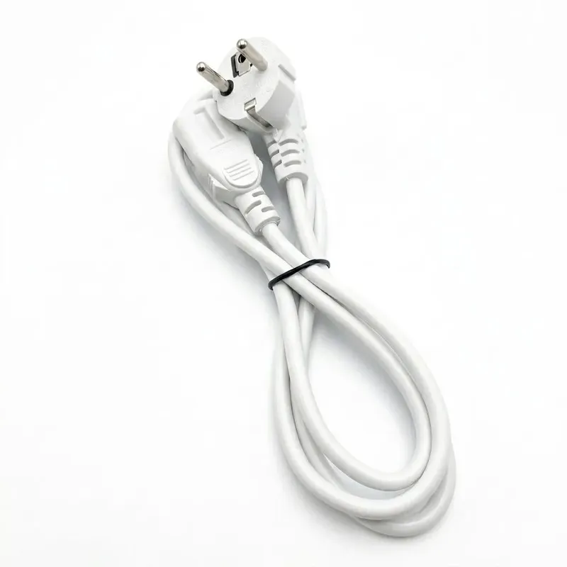 White 3-Core Power Cable, Schuko to IEC C13, 10A 1.5m