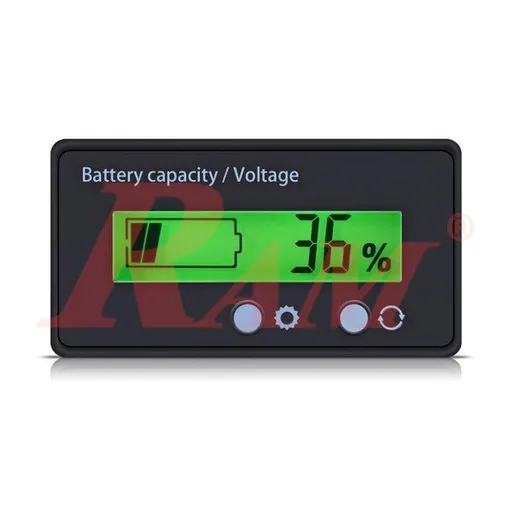 GY-6 Battery Capacity Indicator LCD Panel 8-100V Green Display
