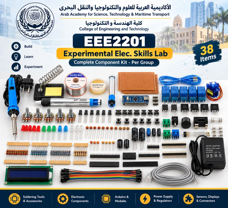 طقم معمل المهارات الكهربائية EEE2201 للأكاديمية العربية – لكل مجموعة