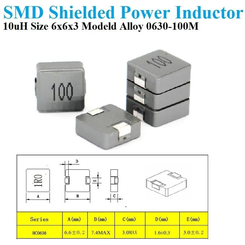 10uH SMD Shielded Power Inductor 6x6x3mm (0630-100M)