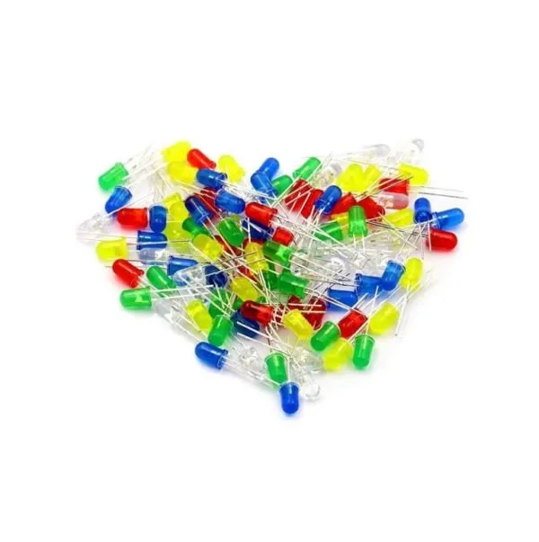 5mm LED Kit - 5 Colors (White, Red, Green, Yellow, Blue), 10 Pieces