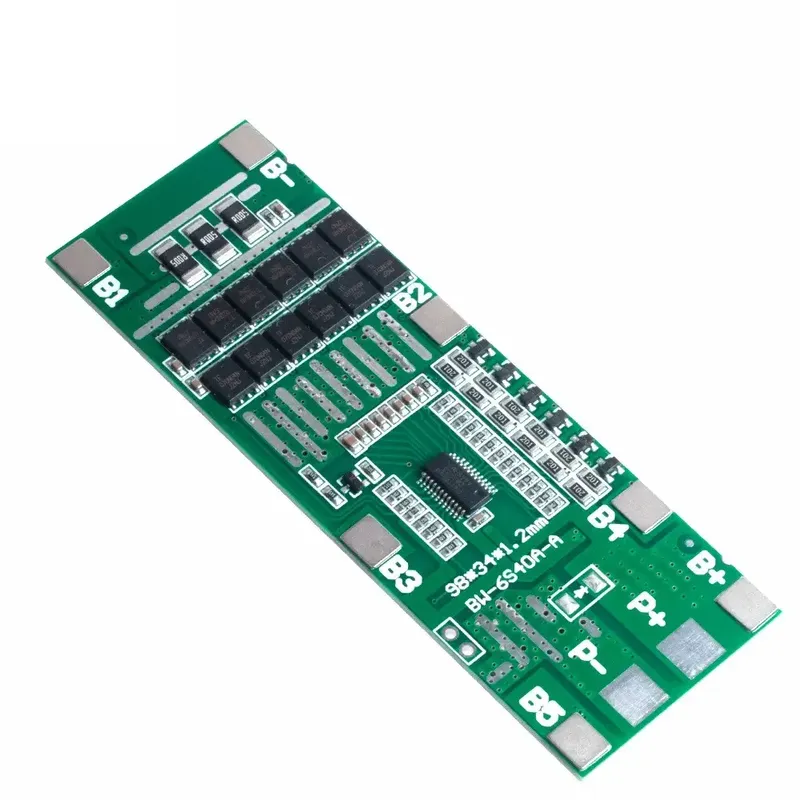 6S 25.2V 40A Li-ion BMS Protection Board with Cell Balancing
