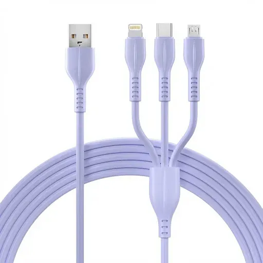 TL-021 3-in-1 Fast Charging Data Cable 3A 1.2m (Purple)