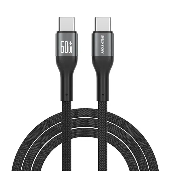 كابل BESTON CL03CC01 من USB-C إلى USB-C بقدرة PD تصل إلى 60 واط، 1 متر، أسود