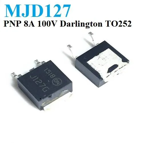 ترانزستور دارلنجتون PNP من نوع MJD127 بتيار 8 أمبير وجهد 100 فولت SMD