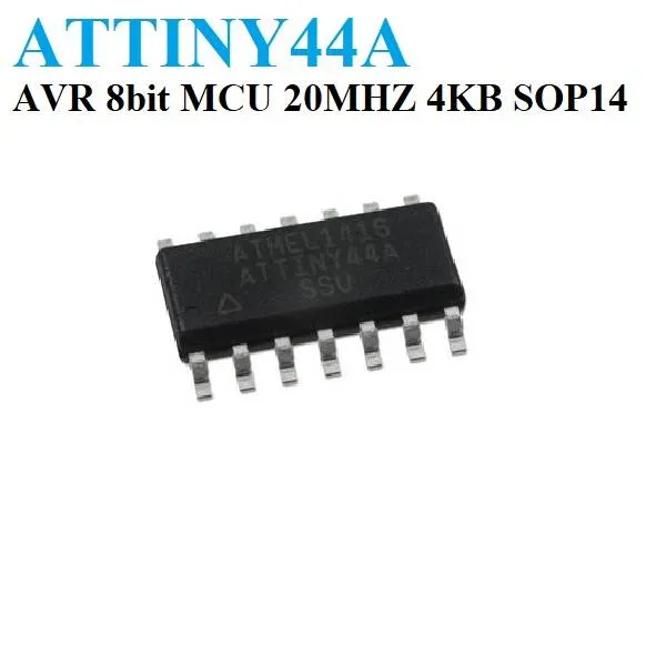 متحكم ATtiny44A من عائلة AVR ذي 8 بت بتركيب SMD و14 طرفاً