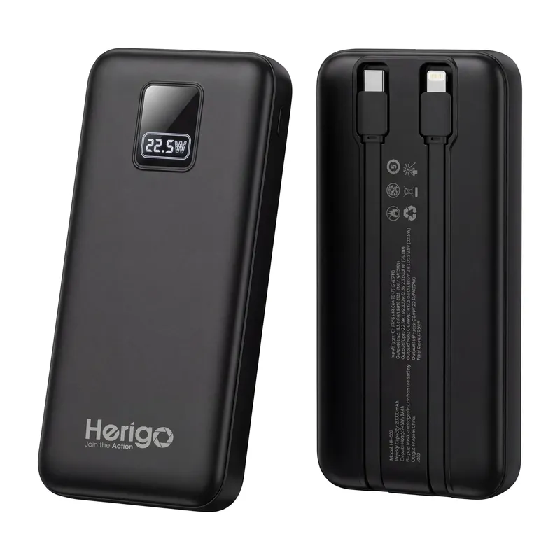 Herigo DBK HR-002 20000mAh 22.5W Power Bank with Built-in Cables
