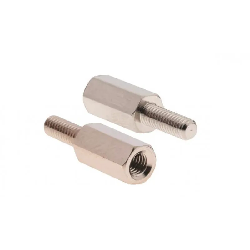 Brass Hex Standoff Spacer M3 x 10mm, Male-Female, Nickel-Plated