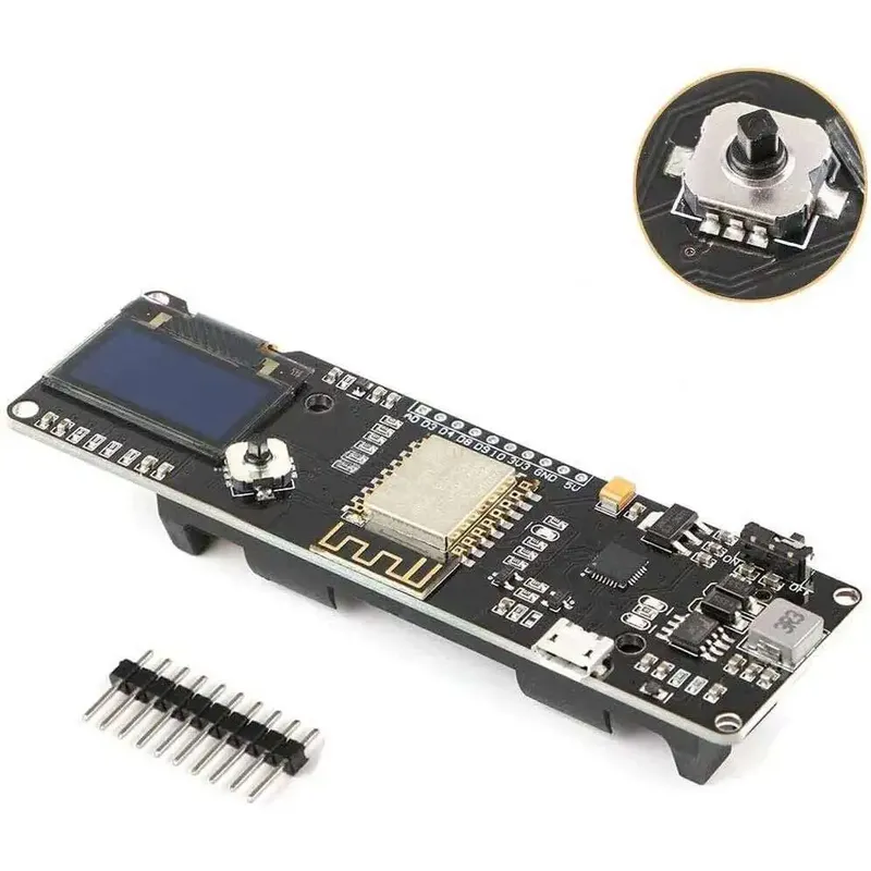 لوحة ESP8266 NodeMCU مع شاشة OLED مقاس 0.96 بوصة وشاحن 18650
