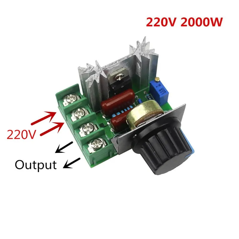 AC 220V 2000W SCR Voltage Regulator Dimmer (35-220V AC Output)