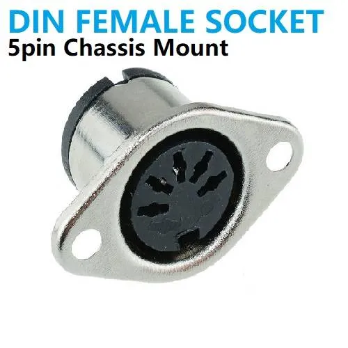5-Pin DIN Female Chassis Mount Connector, Solder Type