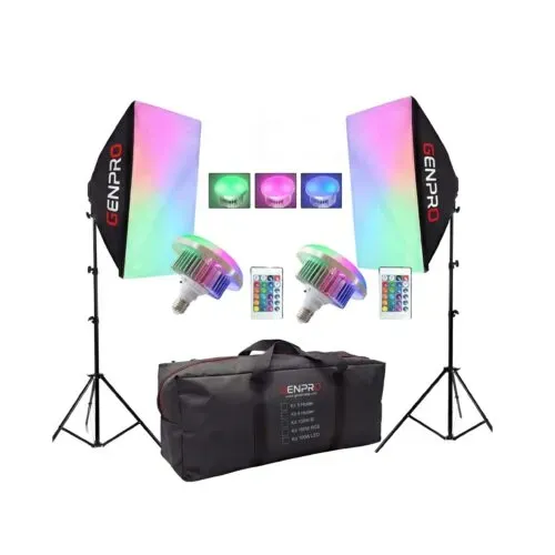 GENPRO L150 RGB Softbox Lighting Kit with Remote (2 Sets)