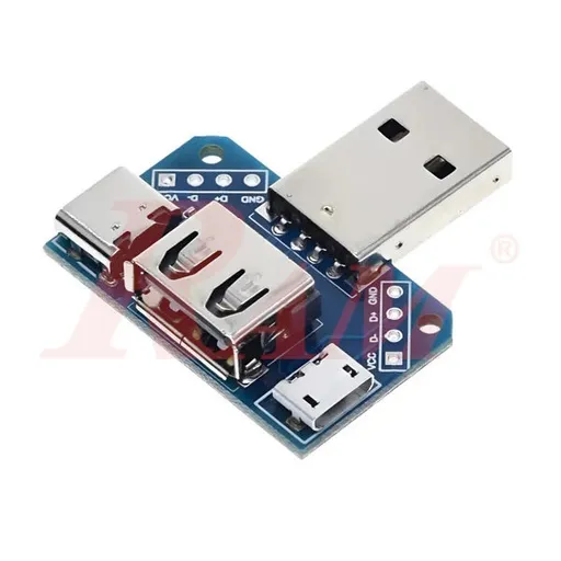 XY-USB4 4-in-1 USB Adapter Board (Type-A, Micro, Type-C, 2.54mm)