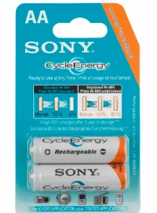 Sony CycleEnergy NH-AA 1.2V Ni-MH AA Rechargeable (2 Pack)