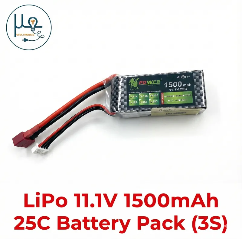 11.1V 1500mAh 25C 3S LiPo Battery with T-Plug and JST-XH