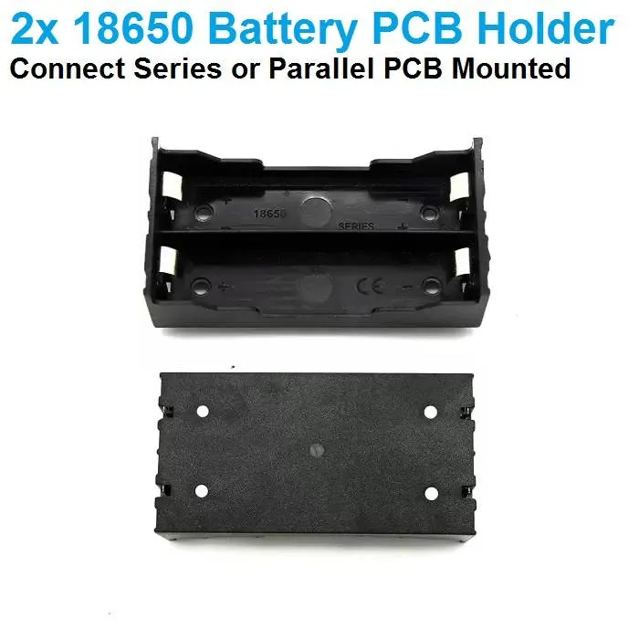 2-Cell 18650 Li-ion Battery Holder, PCB Mount, 7.4V Nominal