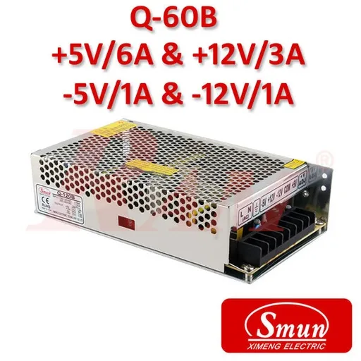 Smun Industrial SMPS Quad Output 5V/6A 12V/3A -5V/1A -12V/1A (Q-60B)