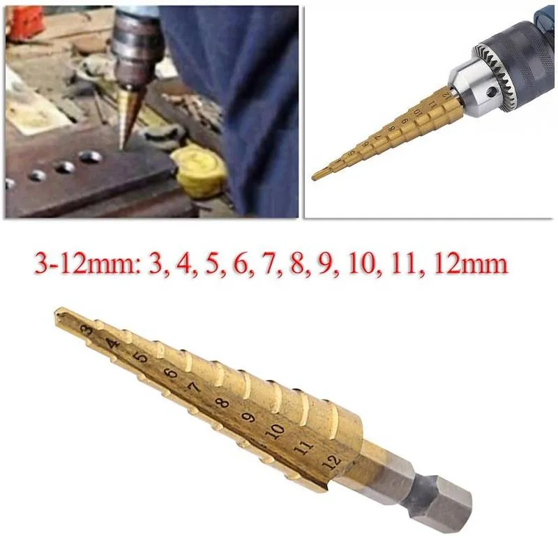 Step Cone Drill Bit 3-12mm, 10 Steps