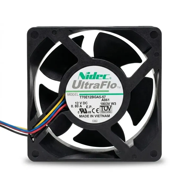 مروحة Nidec T70E12BGA5-57 بجهد 12 فولت 70×70×38 مم وأربعة أسلاك