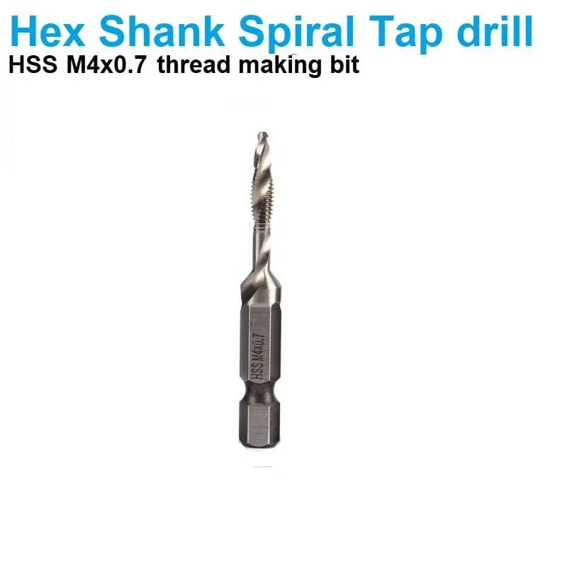 حنفية قطع لولب HSS متري M4×0.7 بساق سداسي