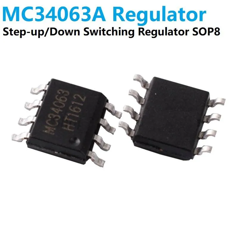MC34063A دائرة منظم تيار مستمر إلى مستمر (Buck / Boost) بغلاف SOP-8