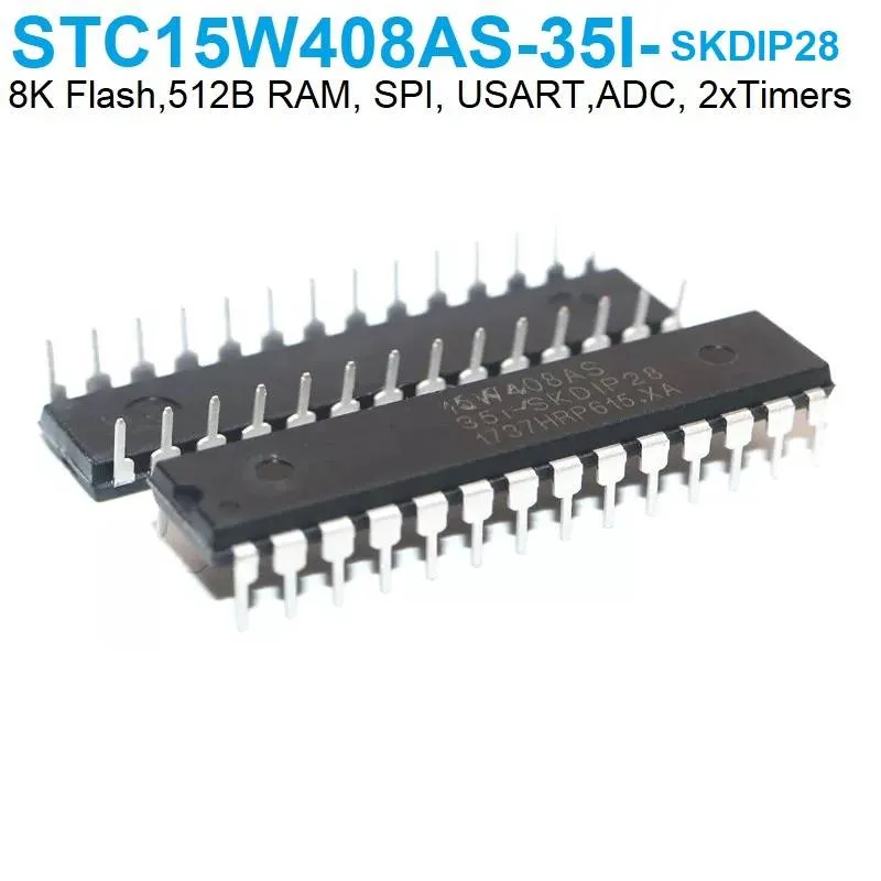 متحكم STC15W408AS-35I-SKDIP28 بذاكرة فلاش 8 كيلوبايت