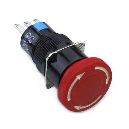 Emergency Stop Switch 16mm Mounting Hole, Red Cap