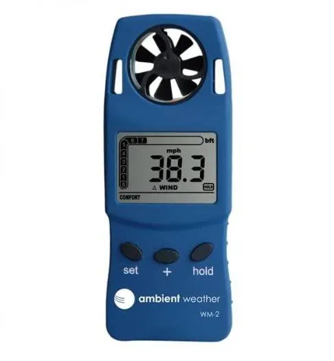 جهاز Ambient Weather WM-2 المحمول لقياس سرعة الرياح ودرجة الحرارة