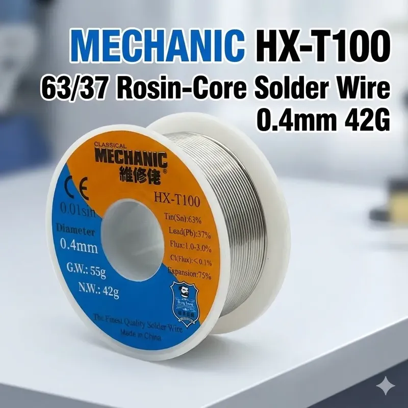 MECHANIC HX-T100 63/37 Rosin-Core Solder Wire 0.4mm